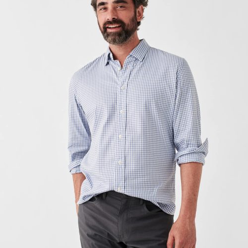 FA22 faherty mens MWC0081 LBI THE MOVEMENT SHIRT LIGHT BLUE GINGHAM Crop 1 2000x f5a9d00f 01af 41db 970a 1234e9f6a312