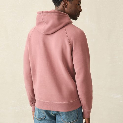 FAHERTY HIGH STANDARD FLEECE HOODIE COCOA MAUVE EDITORIAL