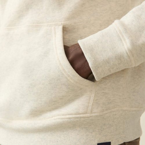 FAHERTY HIGHSTANDARD FLEECE HOODIE ANTIQUE IVORY POCKET DETAIL