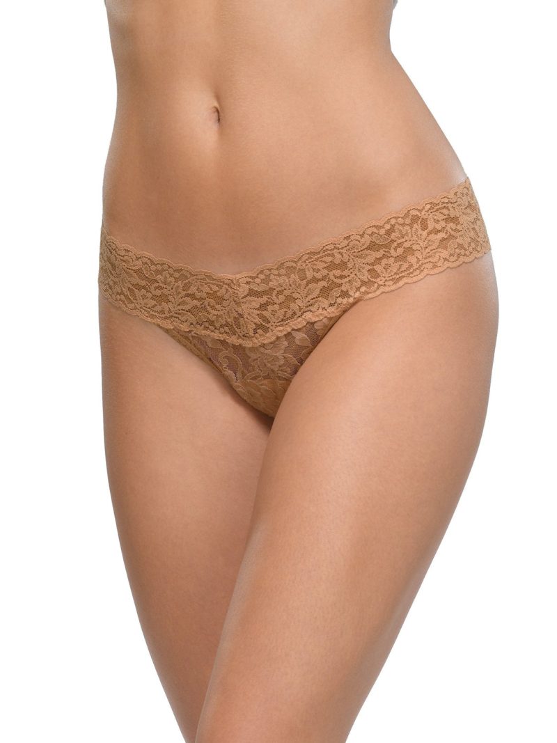 Hanky Panky Signature Lace Low Rise Thong Sun Tan Beige View 1