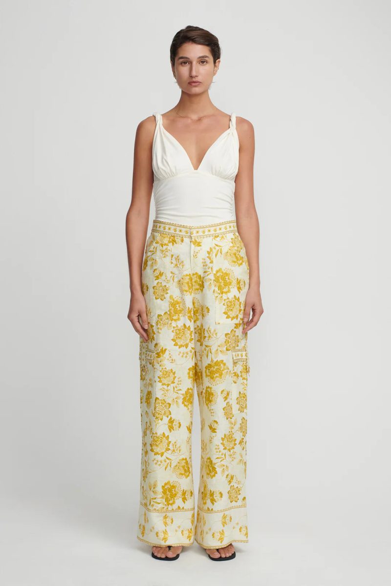 Luna Wide Leg Pant Front Golden Nectar