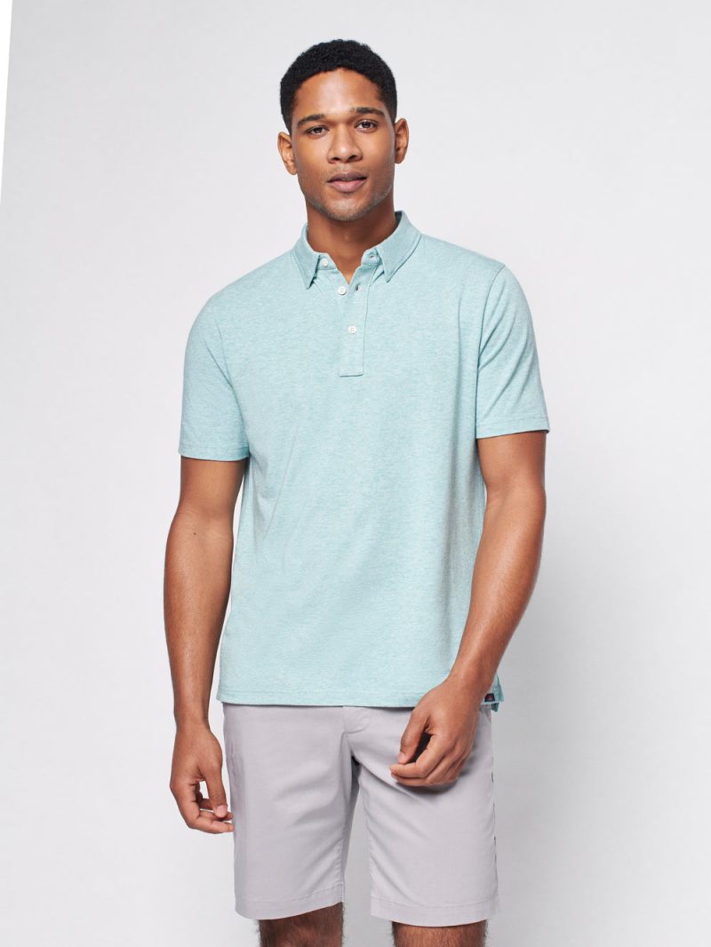 SP22faherty mens MKC0115 TML SS MOVEMENT POLO TEAL MELANGE front 1 1000x db630308 f143 4aa7 bd93 638559452911