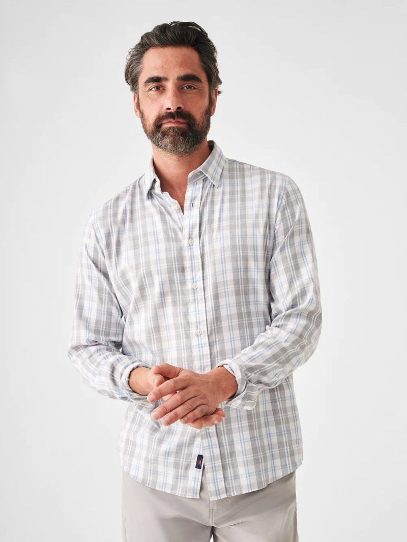 SP23 faherty mens MWC0081 GCP THE MOVEMENT SHIRT GREY CREAM PLAID crop 1 1000x dde65355 a1fb 487d 987a 1855ebc4c0c4