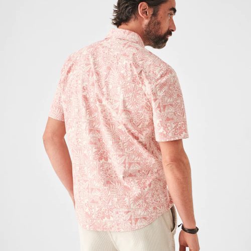 SP23 faherty mens MWS2306 CTP SS STRETCH PLAYA SHIRT CORAL TILE PRINT back 1 1000x bb17c53e 89df 45e4 afe1 6d9703474a67