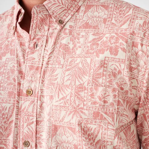 SP23 faherty mens MWS2306 CTP SS STRETCH PLAYA SHIRT CORAL TILE PRINT detail 2 1000x 7ce5006c 2e67 4b36 8371 2861f7b8671e