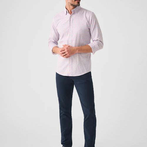 SP23 faherty mens MWS2322 CBZ THE MOVEMENT SHIRT CORAL BREEZE GINGHAM front 1 1000x 1e31ab50 d4e9 4141 8493 1dacdc1f861e