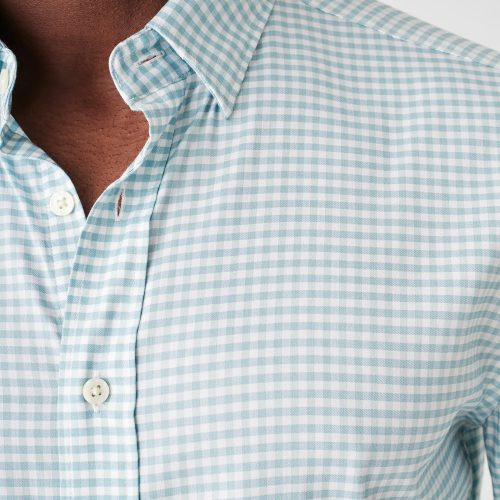 SP23 faherty mens MWS2322 TGP THE MOVEMENT SHIRT TEAL GINGHAM PLAID detail 2 1000x 744bb5fe 8c66 4020 9c44 6beb39641f34