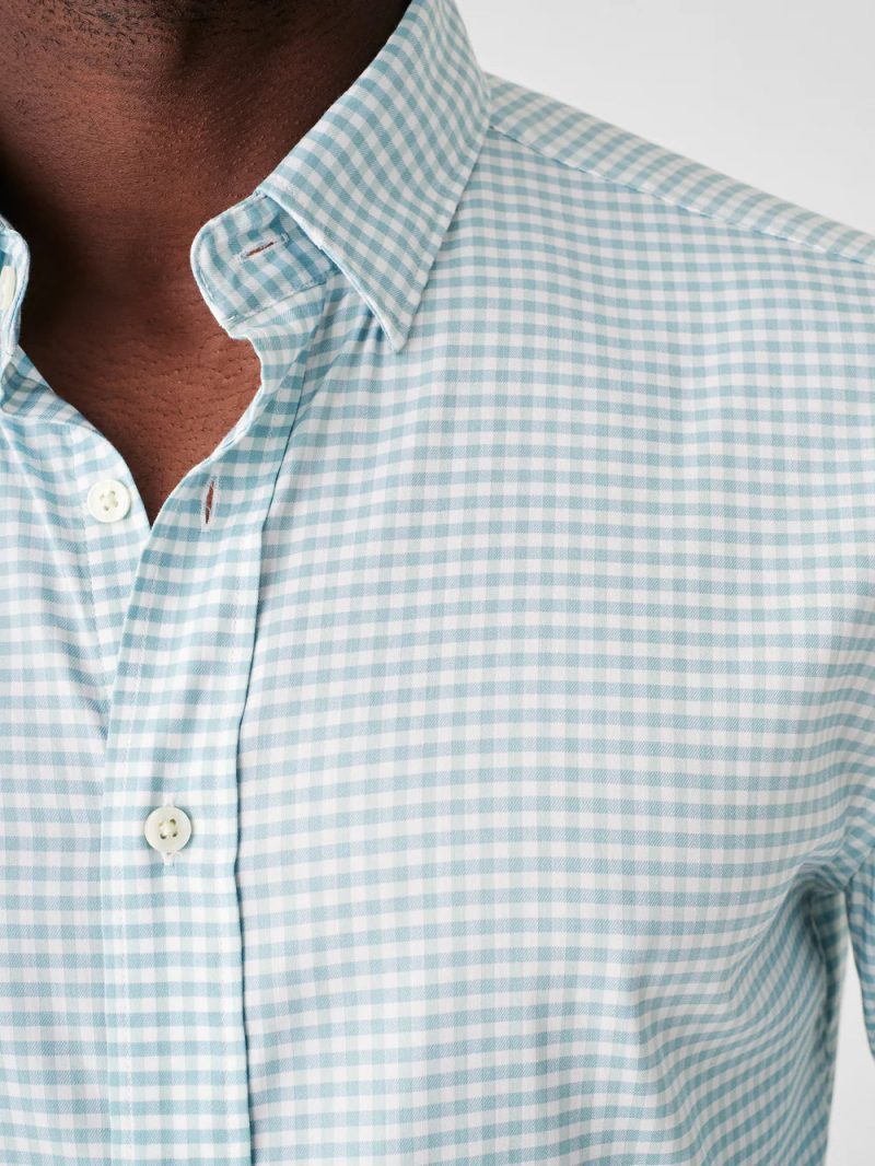 SP23 faherty mens MWS2322 TGP THE MOVEMENT SHIRT TEAL GINGHAM PLAID detail 2 1000x 744bb5fe 8c66 4020 9c44 6beb39641f34