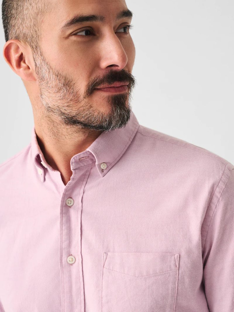 SP23 faherty mens MWS2329 ORH STRETCH OXFORD SHIRT ORCHID detail 2 1000x ac0305ed 53bb 4706 b80d 891997ddb12d