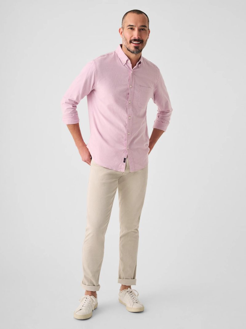 SP23 faherty mens MWS2329 ORH STRETCH OXFORD SHIRT ORCHID front 1 2000x a98133b7 501a 41f0 90e4 a5fb46a2f52c