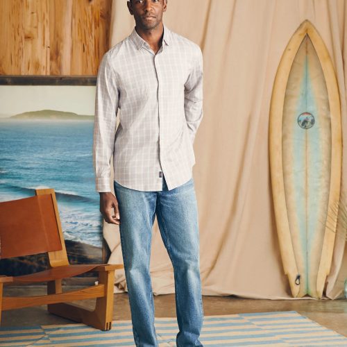 SP24 faherty mens MWC0082 BCL the movement sport shirt blue coral plaid OM FULLBOD 1 2000x c0d8df3a eba1 43fb a23b 0ea7b1c4c3af