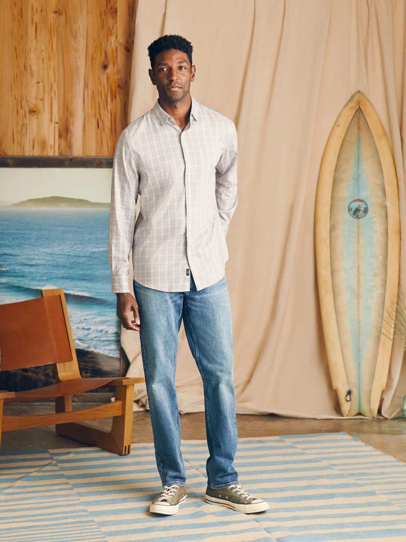 SP24 faherty mens MWC0082 BCL the movement sport shirt blue coral plaid OM FULLBOD 1 2000x c0d8df3a eba1 43fb a23b 0ea7b1c4c3af