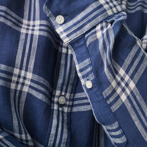 SU23 faherty mens MWS2343 JET linen laguna shirt jetty plaid detail 2 1000x 73494c16 3319 4f44 b075 d34a70b09f06