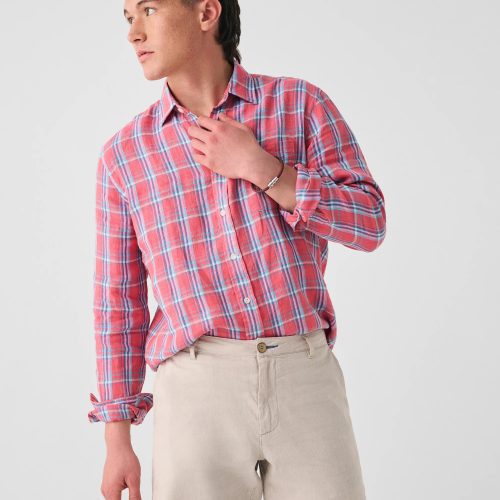 SU23 faherty mens MWU2339 CPA linen laguna shirt coral seas plaid crop 1 2000x c5aa92ec 43b2 4f5c 9012 5a4178d055f9