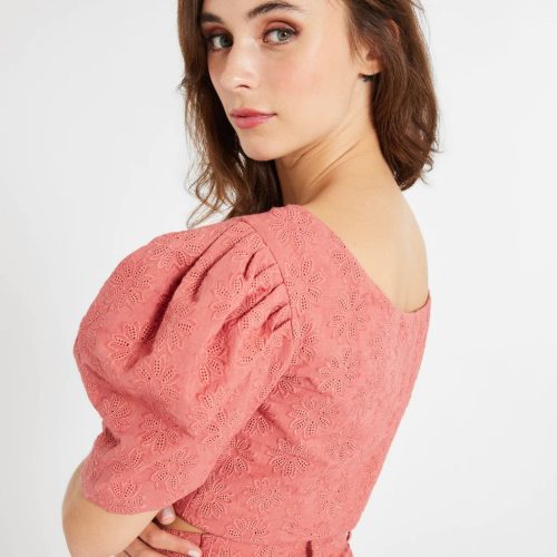 mille clothing coco top in rosewood eyelet 31149446594647