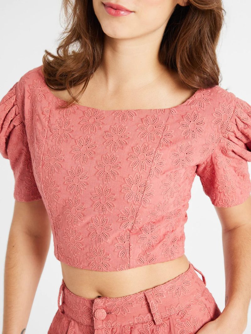 mille clothing coco top in rosewood eyelet 31149446692951