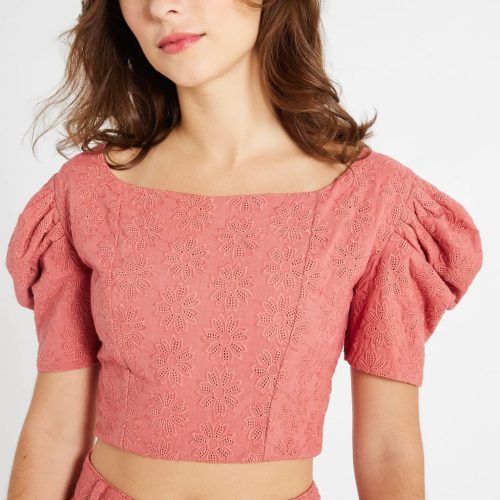 mille clothing coco top in rosewood eyelet 31149446824023