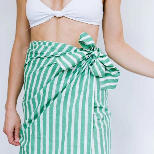 sunshine tienda green and white stripe vienna sarong 34038923624563