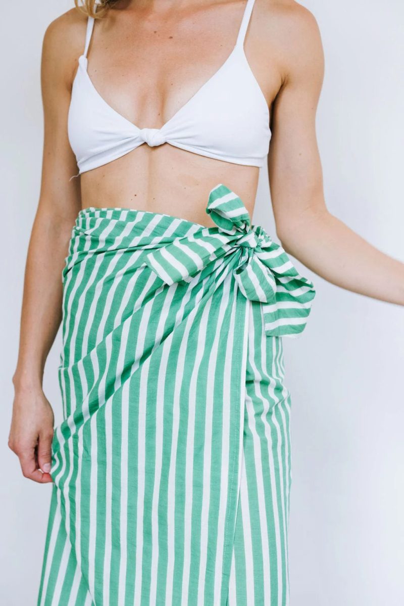 sunshine tienda green and white stripe vienna sarong 34038923624563