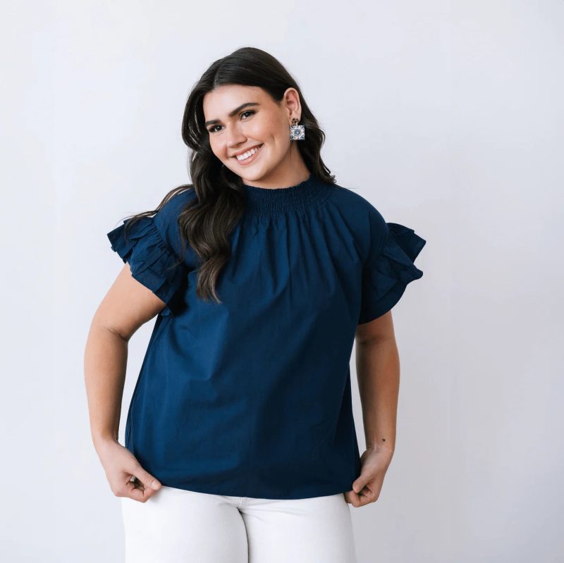 sunshine tienda navy flutter top 35366076514419